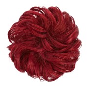 Sotkuinen pulla hiustenlasku rypistyneillä keinotekoisilla hiuksilla - M99J/89 Punainen