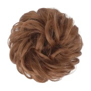 Sotkuinen pulla hiustenlasku rypistyneillä keinotekoisilla hiuksilla - 30# Vaaleanruskea