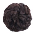 Sotkuinen pulla hiustenlasku rypistyneillä keinotekoisilla hiuksilla - #2/33 Tummanruskea ja tummanpunainen ruskea sekoitus