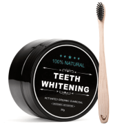 Teeth Whitening -luonnollinen hampaidenvalkaisija + Orgaaninen Bambu Hammasharja 