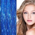 Bling Hopea glitter hiustenpidennykset 100 kpl glitter hiuslankoja 80 cm - Sininen