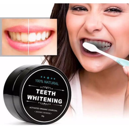 Teeth Whitening -luonnollinen hampaidenvalkaisija + Orgaaninen Bambu Hammasharja