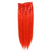 50 cm Clip-On hiustenpidennykset, kirkkaanpunainen