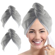 Turban -hiuspyyhe - Nopea lastaus mikrokuitupyyhke hiuksiin - harmaa
